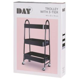 Day Mesa Camarera Multiusos con 3 Estantes, Estilo Industrial, Metal, 44x30x79 cm