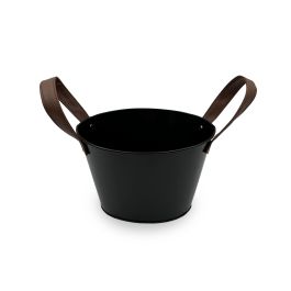 Inde Cubo Metal Ovalado con Asa de Piel Negro 20 cm My Bar (12 Unidades)