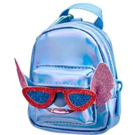 Disney Mochila Real Littles Stitch con Doble Bolsillo y 6 Mini Accesorios Papelería 10 cm