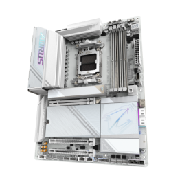 GIGABYTE Placa base X870E AORUS PRO ICE - Compatible con CPUs AMD Ryzen 9000, VRM digital de 16+2+2 fases, hasta 8000MHz DDR5 (OC), 4xM.2 + 4xPCIe 5.0, Wi-Fi 7, LAN 2.5GbE, USB 3.2 Gen 2x2 GIGABYTE Placa base X870E AORUS PRO ICE - Compatible con CPUs AMD Ryzen 9000, VRM digital de 16+2+2 fases, hasta 8000MHz DDR5 (OC), 4xM.2 + 4xPCIe 5.0, Wi-Fi 7, LAN 2.5GbE, USB 3.2 Gen 2x2