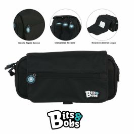 Grafoplás Portatodo Triple C-Solapa Bits&Bobs Negro - 23x10x10 cm, triple capacidad, tiradores redondos con logo, nervio de refuerzo