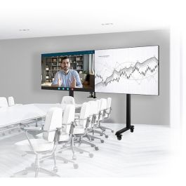 B-Tech BT8518 Carrito Móvil Premium XXL Doble Pantalla para Videoconferencia VESA 1000x800