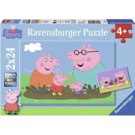 Ravensburger Puzzle Vida Familiar Peppa Pig 2x24 piezas para niños
