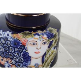 DKD Home Decor Jarrón Margot Shabby Multicolor Azul Porcelana 17 x 16 x 17 cm