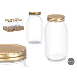 Tarro de Conserva Vivalto 950 ml - Vidrio Transparente y Oro - 9x18x9 cm (12 Unidades) Precio: 17.99000049. SKU: B1KKENQH3P