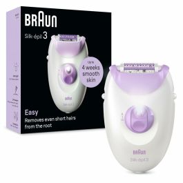 Braun Silk-épil 3 Depiladora Eléctrica para Mujer, 20 Pinzas MicroGrip, Luz Smartlight, Cabezal Masaje, Púrpura, Fabricada en Alemania