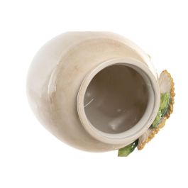 DKD Home Decor Jarrón Shabby Amarillo Beige Cerámica 26 x 34 x 26 cm Detalle Girasol