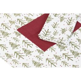 DKD Home Decor Delantal de Navidad Alpina con Árboles - Set de 2, Poliéster 80x60cm. Colores Verde, Rojo, Beige y Blanco