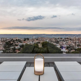 Lumisky Linterna Woody H 37 cm LED Inalámbrica Blanco Cálido IP44 Resistente UV 10h Autonomía 100 Lúmenes