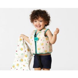 KioKids Chaleco Neopreno Flotación para Niños Caracoles Beige 2-3 Años, Corchos Extraíbles, Cierre Seguridad Reforzado, Peso Max 15kg