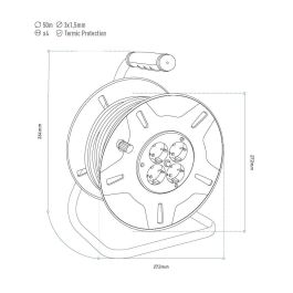 Edm Enrollacables 50 m 3G 1,5 mm² 4 Tomas Bipolares con Protector Térmico