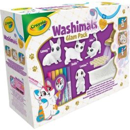 Crayola 74-7453 Washimals Set: Bañera y 4 Mascotas con 6 Rotuladores Lavables para Colorear y Limpiar Niños +3 años