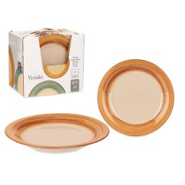 Vessia Plato Postre Gres Cenefa 3D Marron 19 cm (Set de 24) Precio: 35.50000003. SKU: S3605655