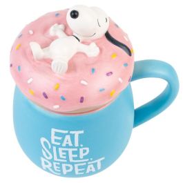 ERIK Taza 3D Snoopy Eat Sleep Repeat 500ml de dolomita con tapa para microondas