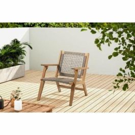 Bora Sillón de Jardín Bajo de Madera de Acacia con Certificación FSC y Resina de Mimbre - Medidas: An. 60 x Pr. 76 x Al. 73 cm