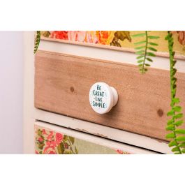 Rei mod. m7 Blister 4 Pomos Redondos para Mueble Madera Ø38mm Acabado Decorativo Ilustrado Blanco