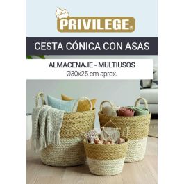 Inde Cesta Cónica Seagrass con Asas 30 cm (12 Unidades)