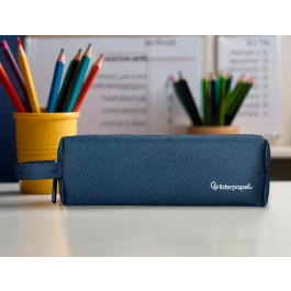 Liderpapel Estuche Portatodo Classic Rectangular con Asa, Azul Marino, 210x70mm