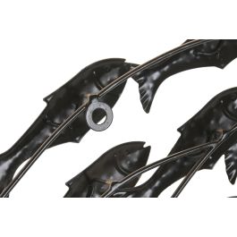 DKD Home Decor Decoración Pared Mediterráneo Azul Dorado Metal Peces 4 x 30 x 96.5 cm (2 Unidades)