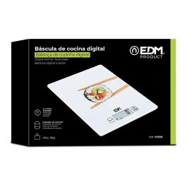 Edm Báscula Digital de Cocina 5kg, LCD Táctil, Cristal, Mide Volumen, 1g Precisión, Incluye Pila