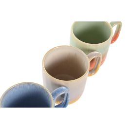 DKD Home Decor Mug Porcelana Esmaltada Azul Naranja 400ml - Apto Microondas/Lavavajillas (12 Unidades)