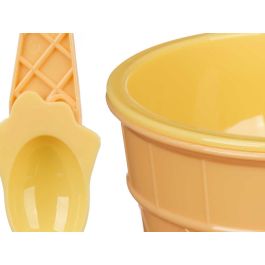 Leknes Set 4 Copas Helado con Cucharas 10x23.5x10 cm Plástico Azul Rosa Amarillo Salmón