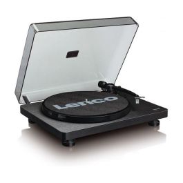 Lenco L-30BK - Tocadiscos de tracción por correa semiautomático, 33/45 RPM, con salida USB y amplificador integrado, color negro