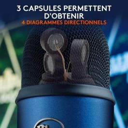 Logitech G Blue Yeti Micrófono USB Premium Azul para Grabación, Transmisión, Juegos, Podcast en PC y Mac con Blue VO!CE