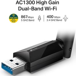 TP-Link Archer T3U Plus Adaptador USB Wi-Fi AC1300 Doble Banda Alta Ganancia MU-MIMO para PC y Mac con Antenas Ajustables y USB 3.0