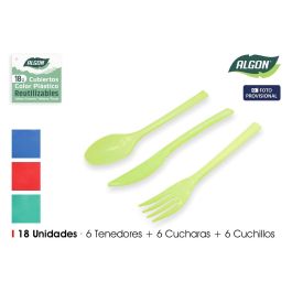 Algon Set 18 Cubiertos PP Colores 23 cm Largo x 6 cm Ancho x 6 cm Alto (24 Unidades) Precio: 14.58999971. SKU: B17GZBW4W4