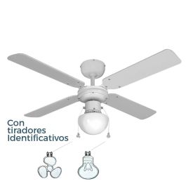 Edm Ventilador de techo modelo caribe, blanco, 50W, Ø102cm, 3 velocidades, con luz, 4 aspas