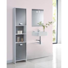 Parisot TOP500567 Columna de baño de tablero de partículas blanco y gris, 2 puertas, L39,5 x P19,5 x H170 cm