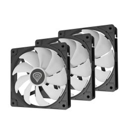 Genesis Ventilador de Caja Gaming Oxal 120, 120mm, Pack de 3 Ventiladores con Iluminación LED, Negro