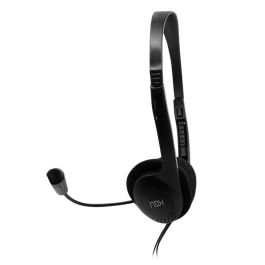 Nox Voice One Auriculares Estéreo con Micrófono Flexible, Doble Jack 3.5 mm, Negros
