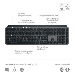 Logitech LOG1686905204390 Teclado Inalámbrico MX Keys S Bluetooth Retroiluminado Teclas silenciosas Grafito