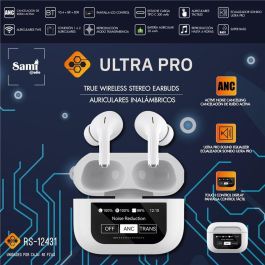 SAMI Auriculares Inalámbricos ULTRA PRO TWS Blancos con Cancelación Activa de Ruido (ANC) y Pantalla LC