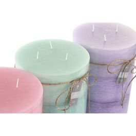 DKD Home Decor Vela de Cera Set 3 Unidades Marrón Verde 14.5x14.5x20 cm Colección Básicos 3kg 155h