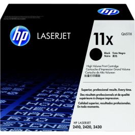 HP 11X Tóner Original LaserJet Negro Alto Rendimiento para impresoras HP. Cartucho fiable para impresión profesional diaria de documentos monocromáticos.