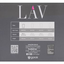 Lav Set 6 Vasos Cerveza Belek 375 cc - Vasos de Vidrio para Hostelería (8 Cajas)