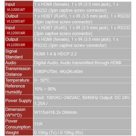 Vivolink VL120016 Kit Extensor HDMI HDBaseT Slim 70m