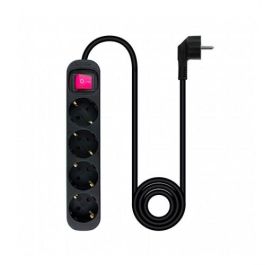 Nanocable 10.37.0004-BK Regleta de Enchufes con Interruptor, 4 Tomas con Tierra, Cable 1.4m, Protección Infantil, 3680W, Negro Nanocable 10.37.0004-BK Regleta de Enchufes con Interruptor, 4 Tomas con Tierra, Cable 1.4m, Protección Infantil, 3680W, Negro