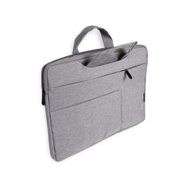 Q-connect Funda para Portátil 15,6'' con Asas Retractiles, Cremallera y 3 Bolsillos Exteriores, Gris