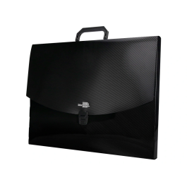 Liderpapel Carpeta Portadocumentos Polipropileno DIN A3 con Asa y Broche Negro 35mm Lomo