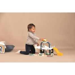 Smoby Primer Garaje de Juguete Little Smoby con Ascensor, Estación de Lavado, Puente de Reparación y Helipuerto