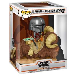 FUNKO Figura POP Star Wars The Mandalorian Mando en Bantha con Niño en Bolsa
