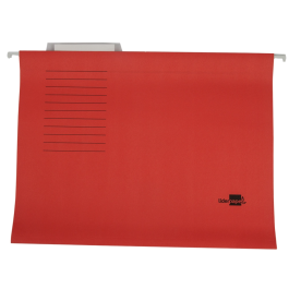 Liderpapel Carpeta Colgante A4 Color Rojo Cartulina Kraft 250 g/m² con Varillas Metálicas Lomo en V