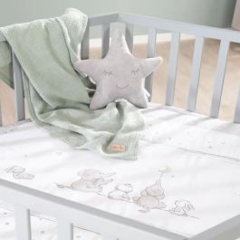 Roba ROB4005317334172 Parque Infantil Hexagonal de Madera Lacada Topo con Funda Acolchada Diseño Elefante y 6 Ruedas con Freno