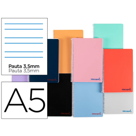 Liderpapel Cuaderno Espiral A5 Wonder, Tapa Plástico, 80 Hojas, 90g, Pauta 3.5mm con Margen, Colores Surtidos Precio: 11.49999972. SKU: B1438A3PBV