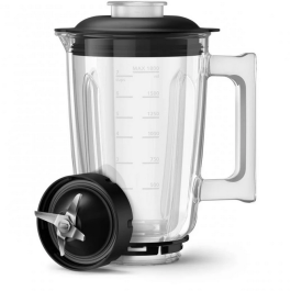 Philips Batidora Vaso HR3760 2L 1500W Negra Metálica con Tecnología ProBlend Ultra y App NutriU