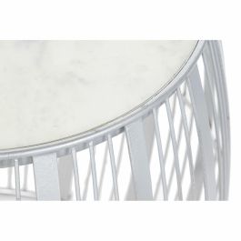 Mesita Auxiliar Moderno DKD Home Decor Plateado Blanco 46 x 41 x 46 cm